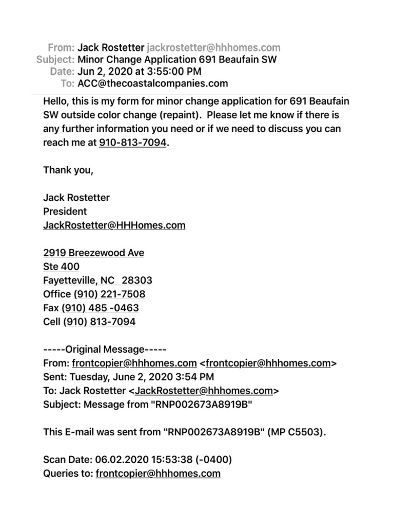 Minor Change Application 691 Beaufain SW | PDF