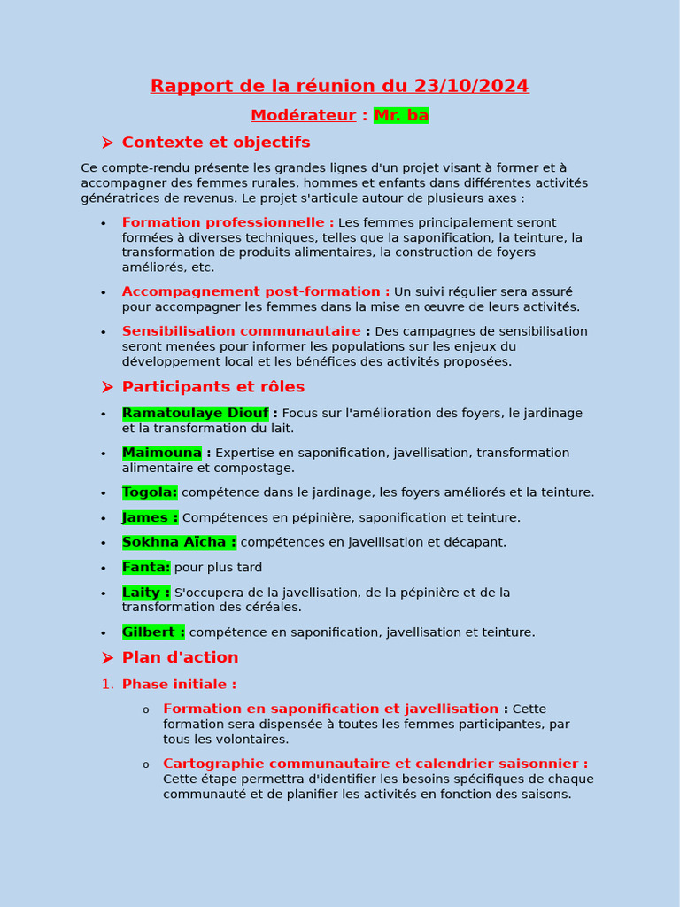 Autonomisation des Femmes Rurales | PDF