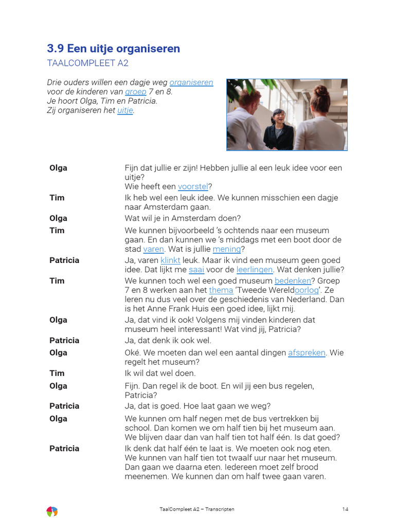 TaalCompleet A2 - Transcript 3.9 - Def 2022 | PDF