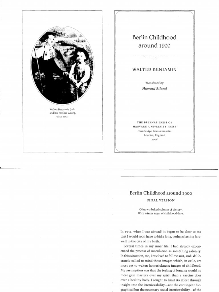 3a - 19 February - W. Benjamin - Berlin Childhood | PDF
