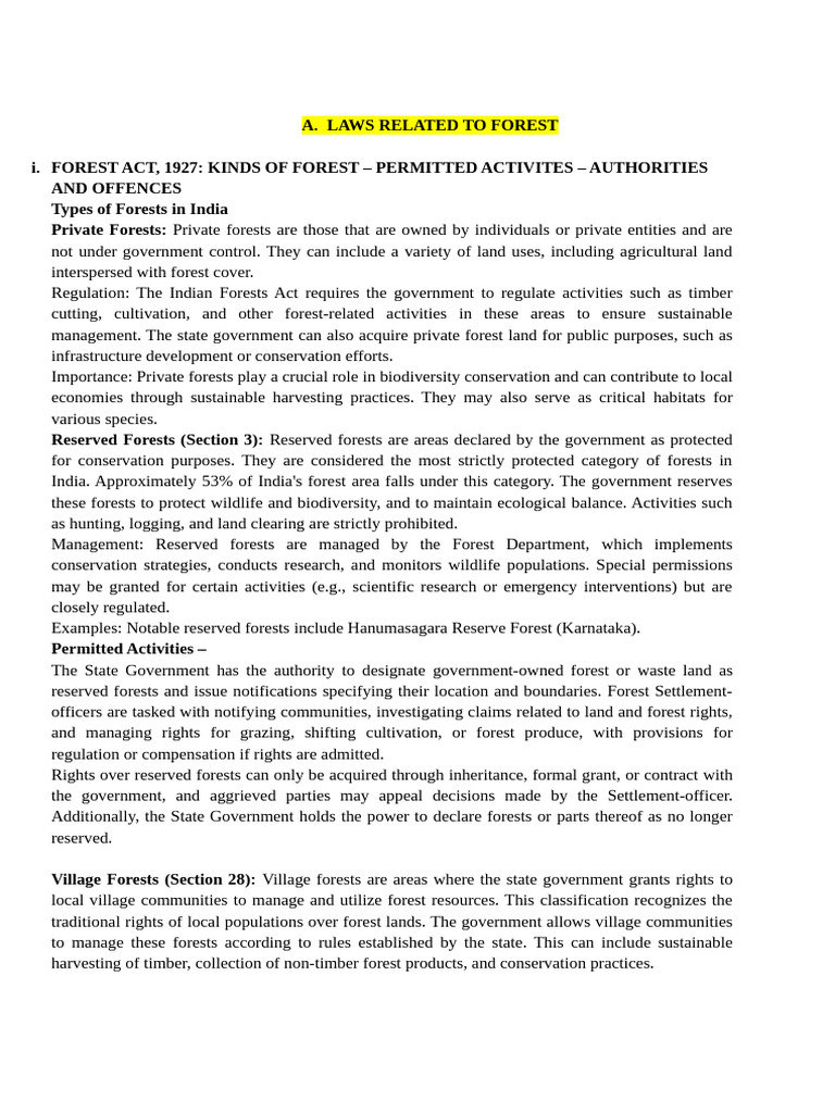 Indian Forest Laws Overview | PDF | Forests | Natural Environment