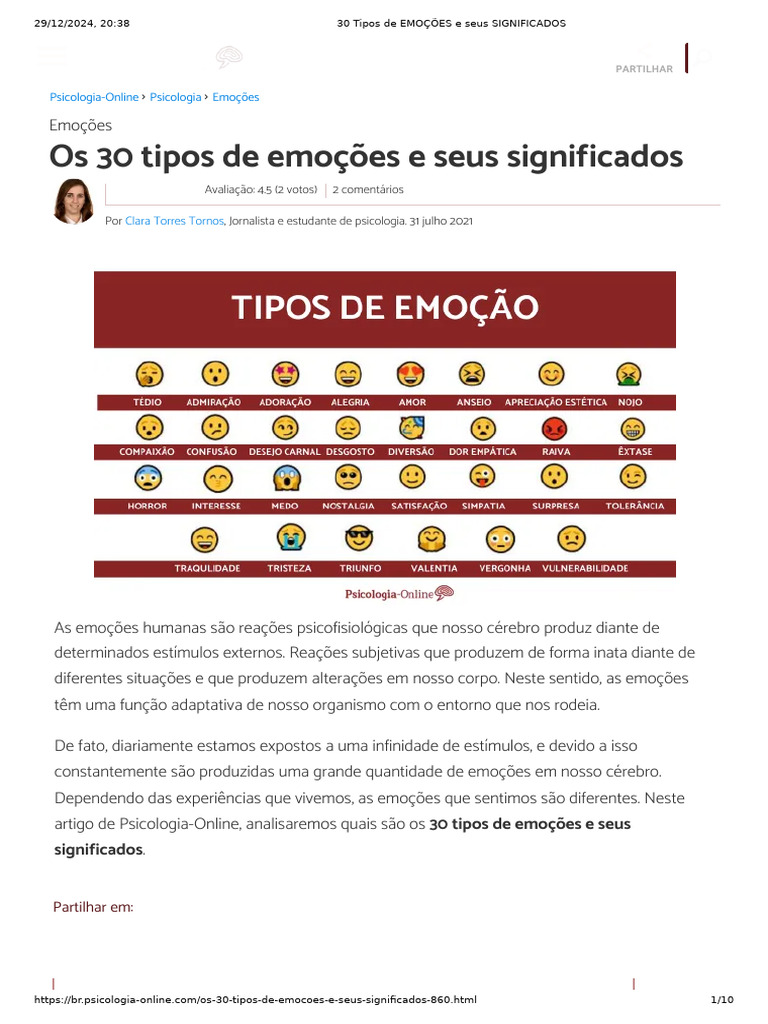 30 Emoções e Seus Significados | PDF | Emoções | Amor