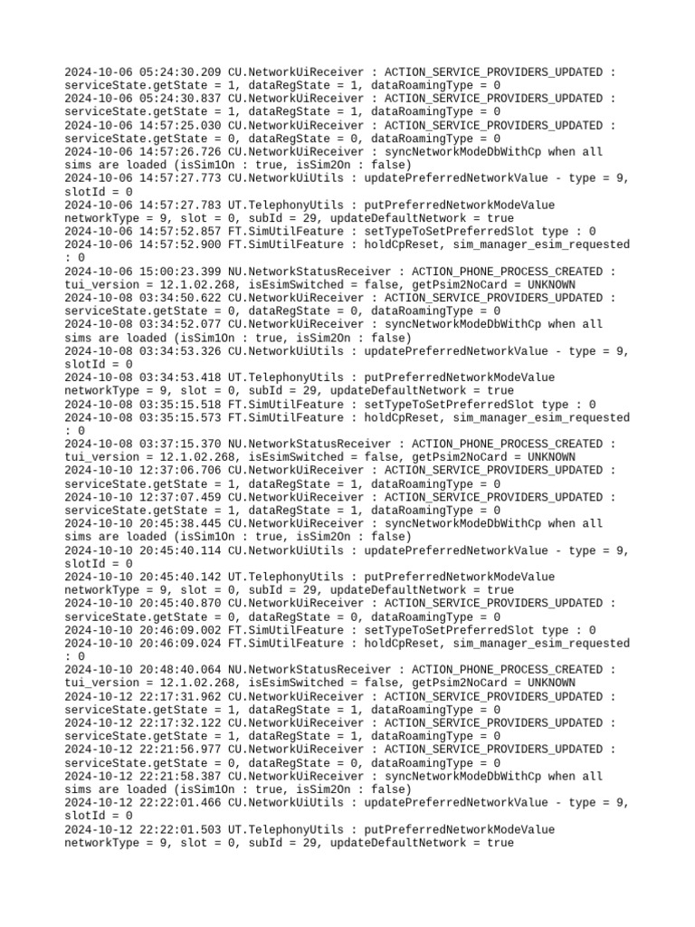 Network Status Updates Log 2024 | PDF