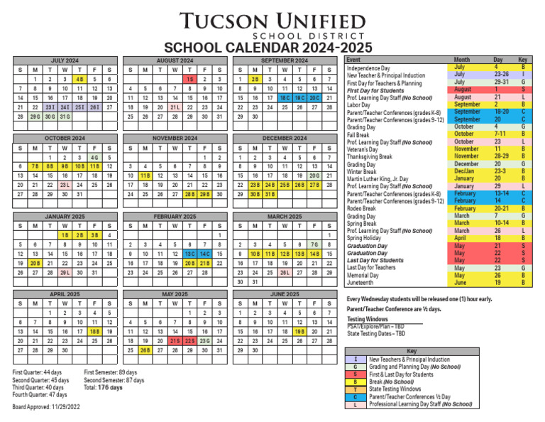 Tusd Calendar Sy 2425 Eng PDF Public Holiday Observances