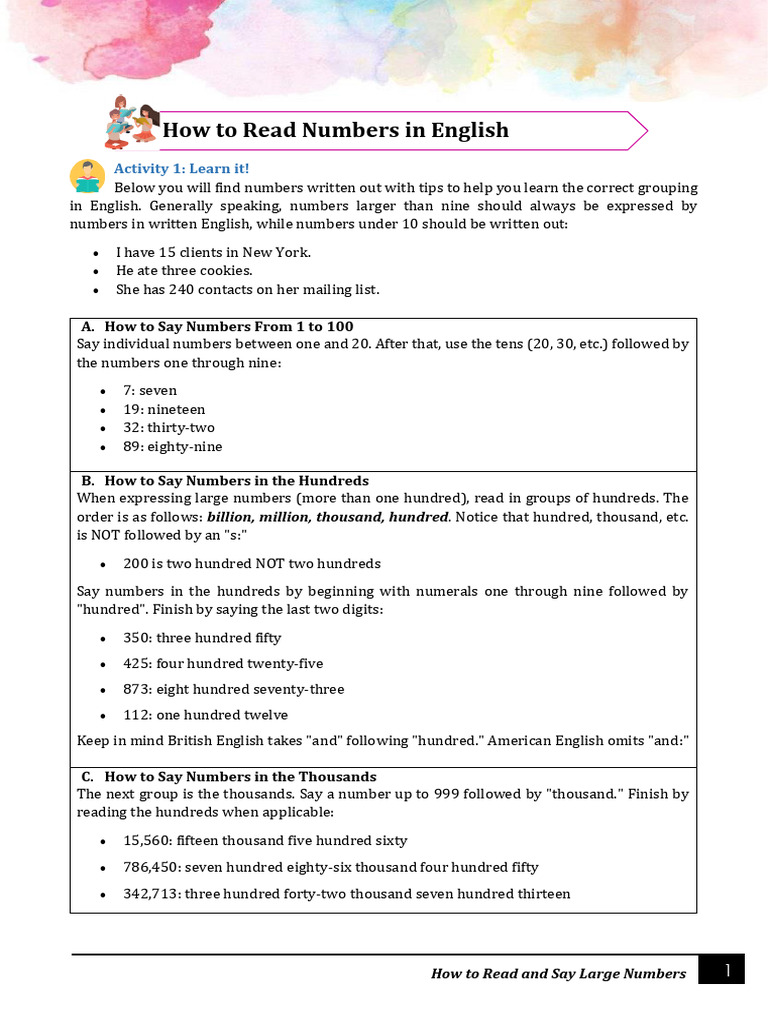 How to Read Large Numbers in English | PDF | Cocoa Bean | Agriculture