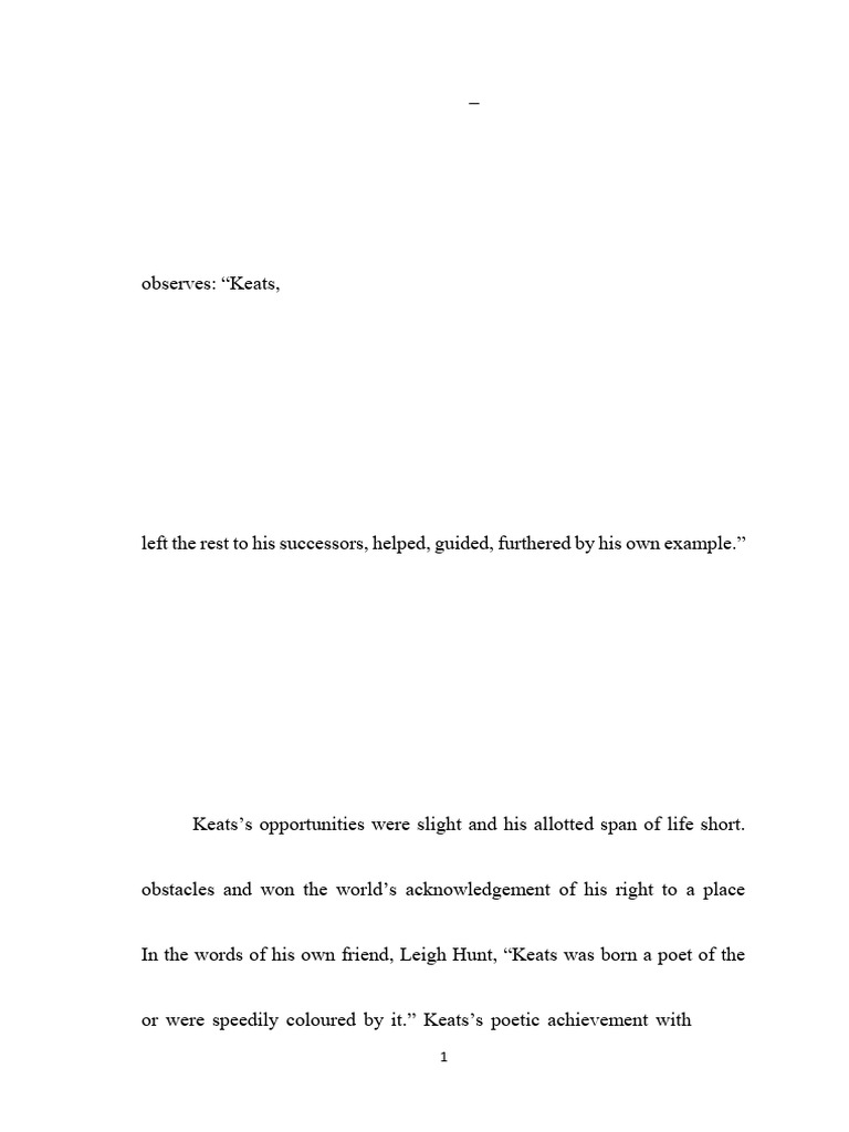 Keats: A Romantic Poet's Journey | PDF | John Keats | Poetry