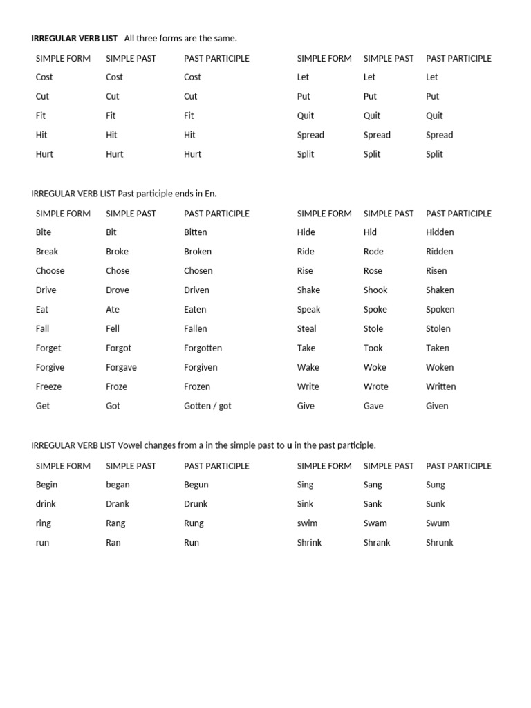 Irregular Verbs and Present Perfect Exercises | PDF | Linguistics | Grammar