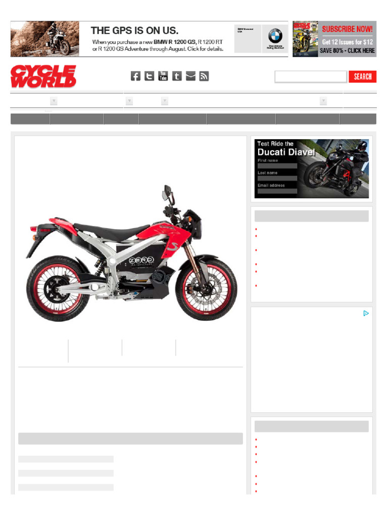 Zero S 2011 Especificaciones | PDF | Motorcycle | Motorcycling