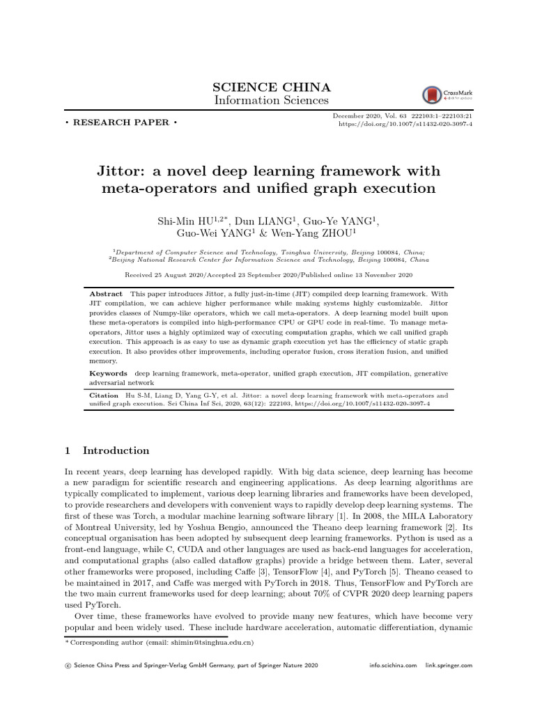 Jittor pdf deep learning compiler