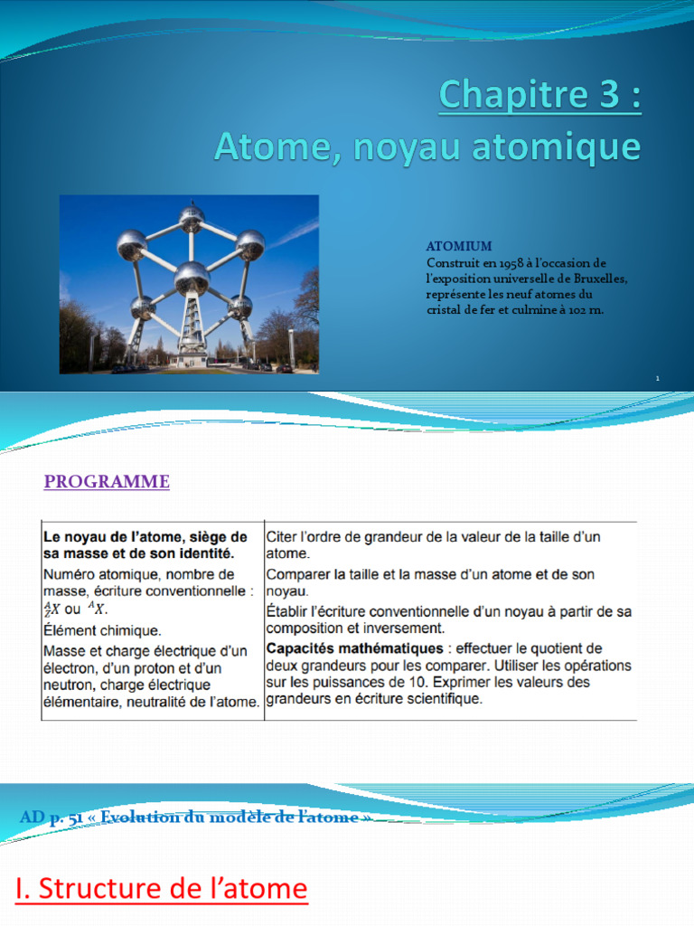 Structure et caractéristiques de l'atome | PDF | Ion | Atomes