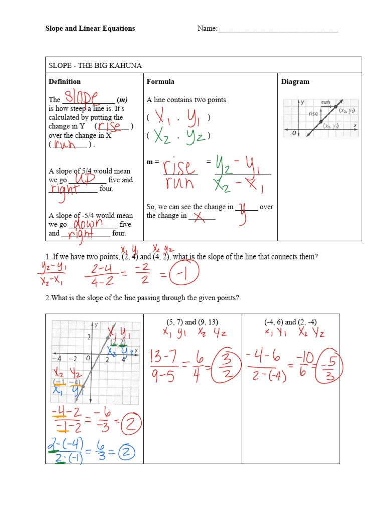 Understanding Slope and Linear Equations | PDF | Slope | Elementary ...
