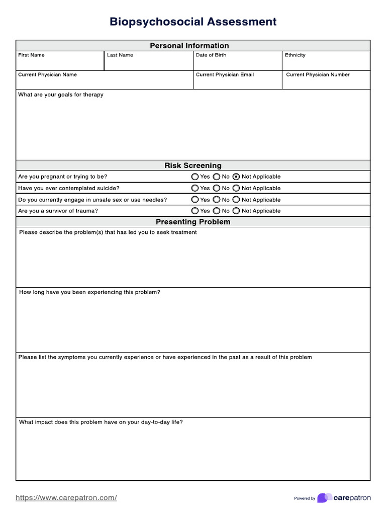 Adult Biopsychosocial Assessment Form | PDF | Substance Use Disorder ...