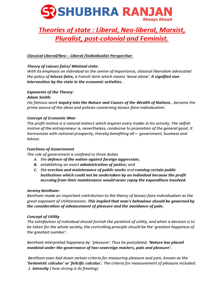 Theories of State: Liberal to Marxist | PDF | Feminism | Gender Studies