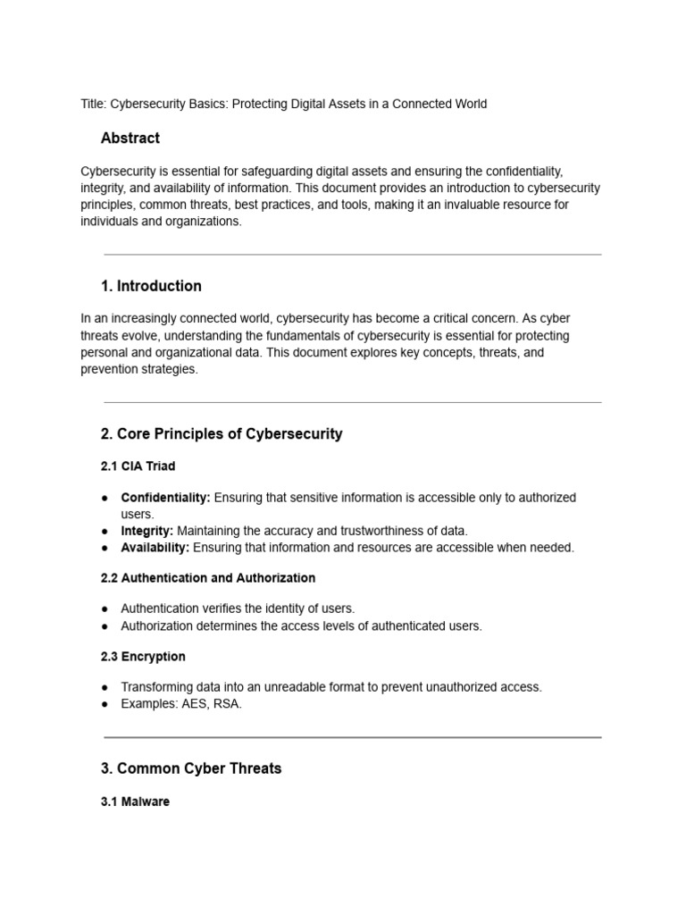Title - Cybersecurity Basics - Protecting Digital Assets in A Connected ...