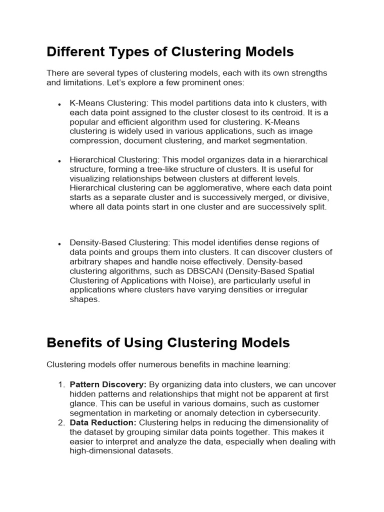Types of Clustering Models Explained | PDF | Cluster Analysis ...
