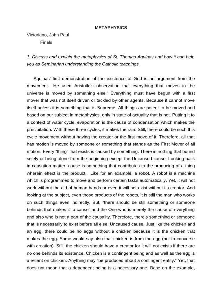 Aquinas vs. Aristotle: Metaphysics Explained | PDF | Existence ...