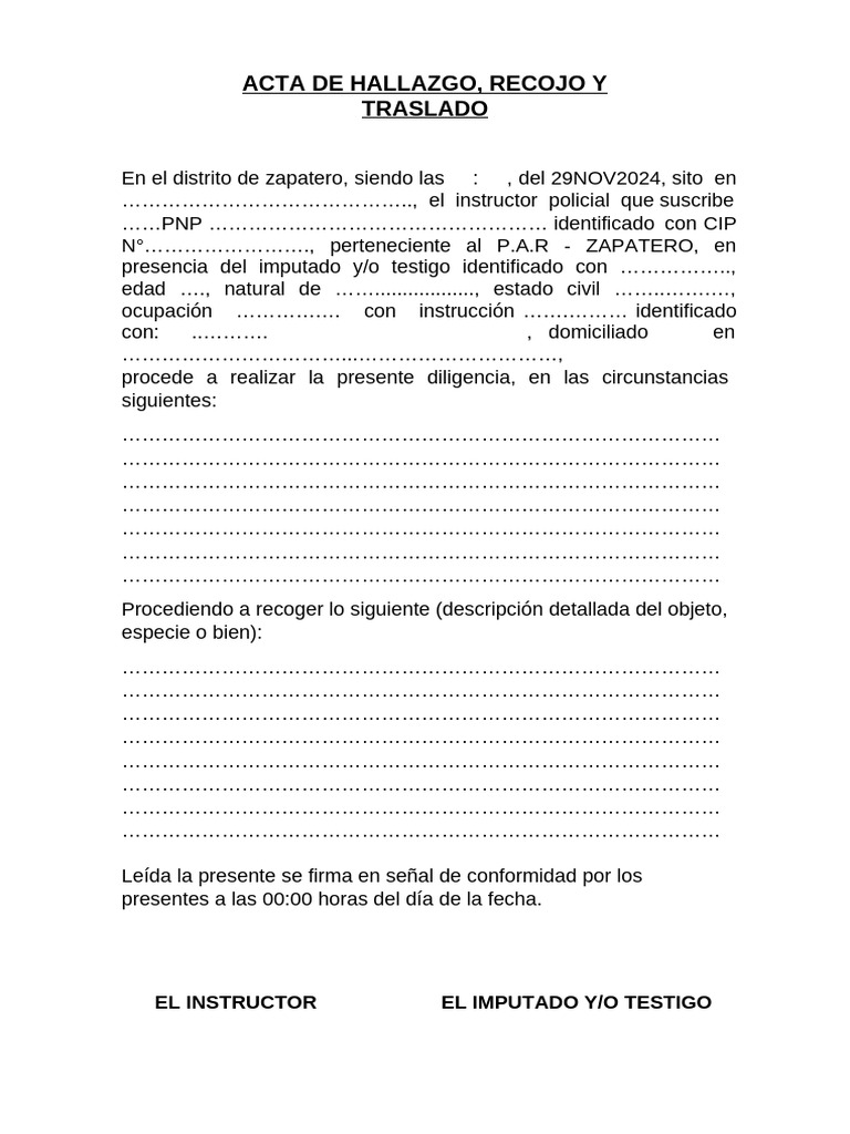 Acta de Hallazgo y Recojo de Droga | PDF