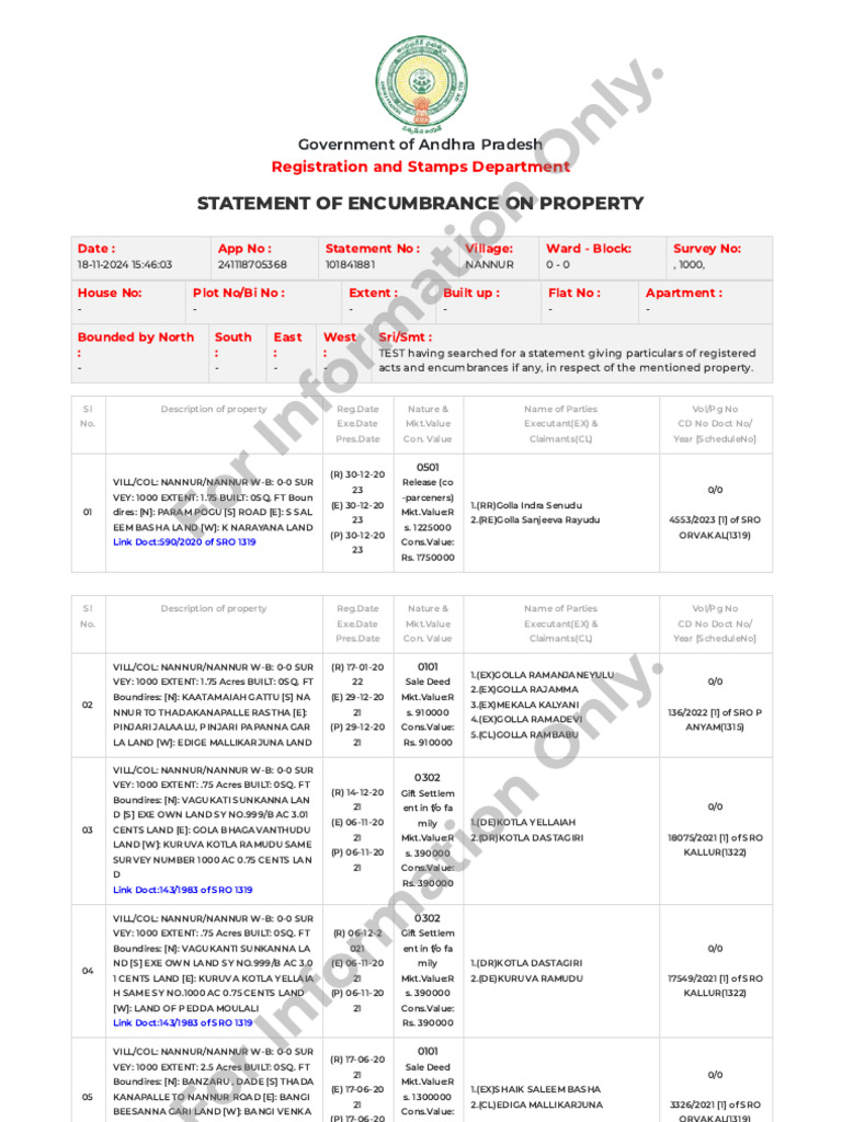 E Encumbrance Service Pdf
