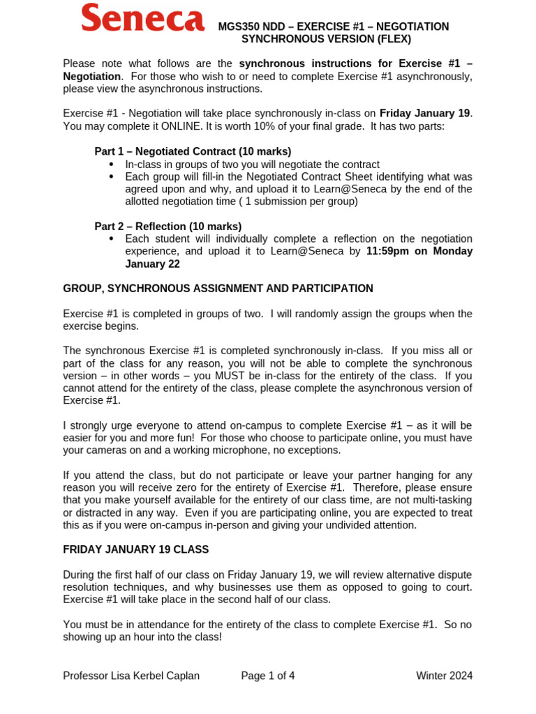 Synchronous Negotiation Exercise Guide | PDF