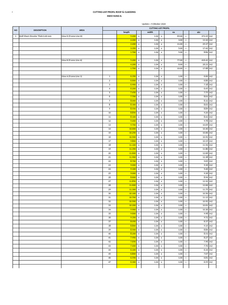 Cutting List for Roof & Cladding | PDF | Architectural Design ...