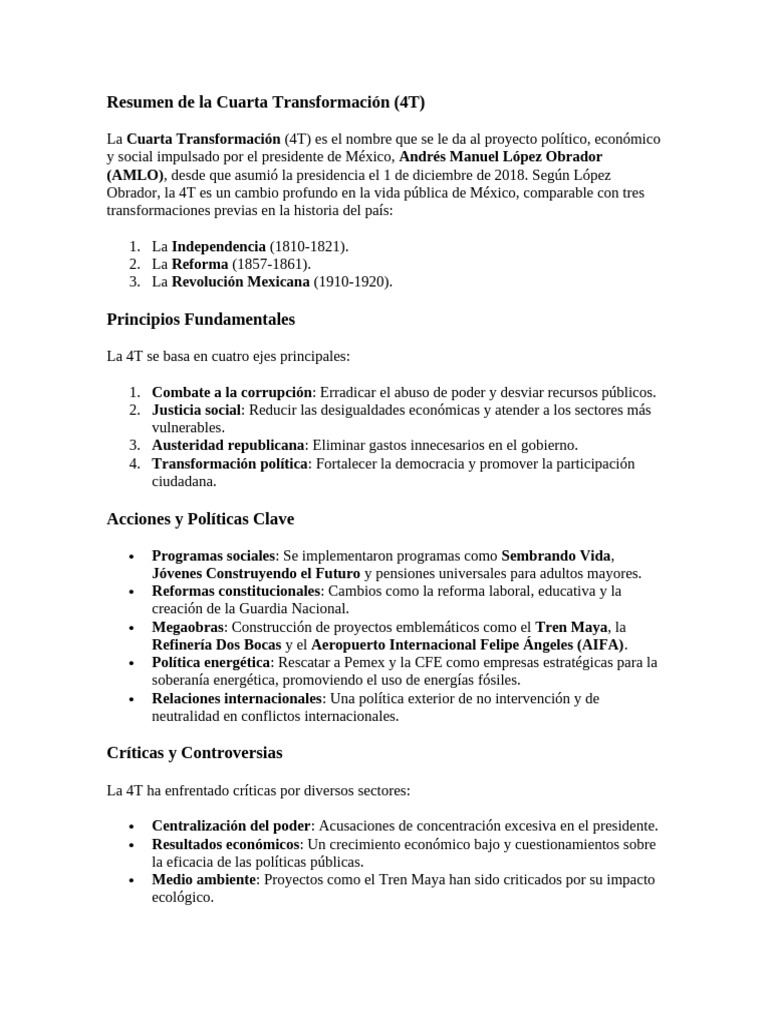 Análisis de la Cuarta Transformación en México | PDF | Gobierno