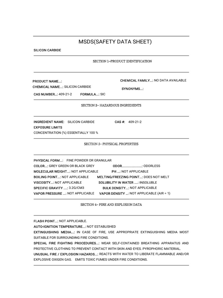 MSDS - Sicon | PDF