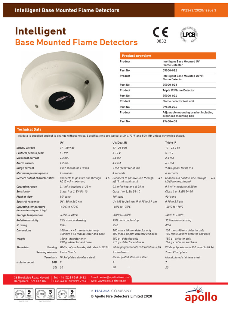PP2343 Intelligent Base Mounted Flame Detectors Datasheet | PDF ...