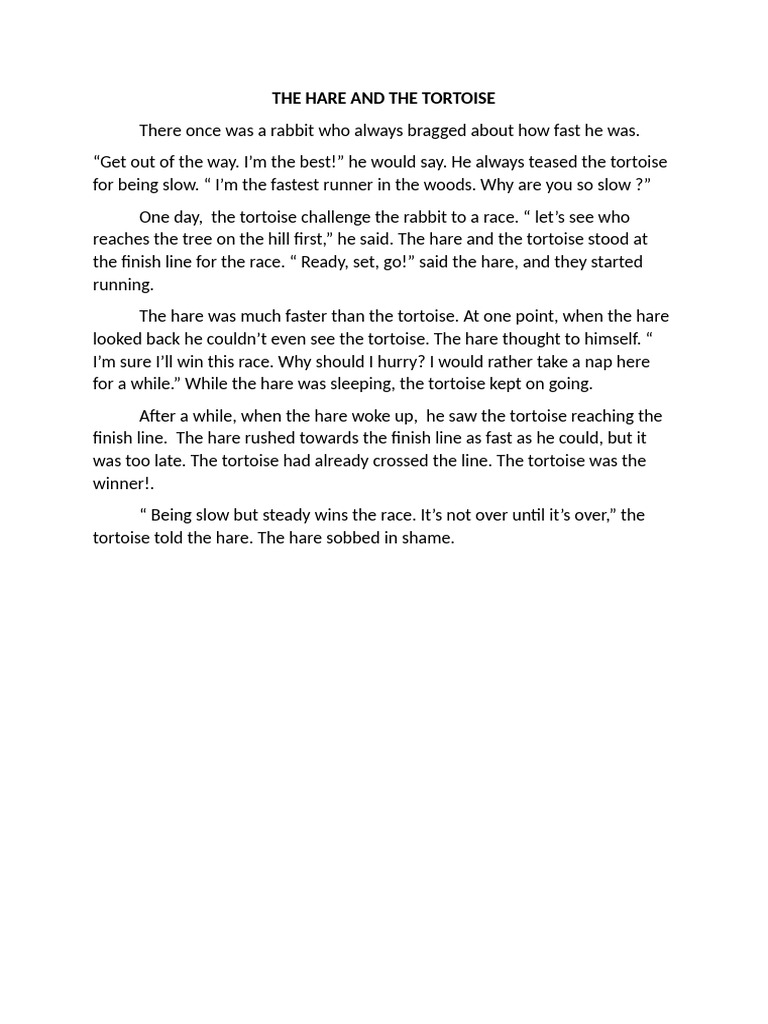 The Hare and The Tortoise | PDF