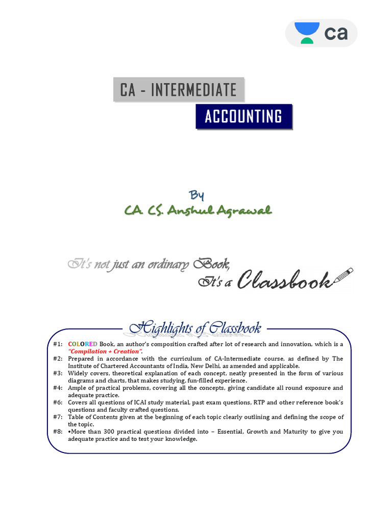 CA-Intermediate Accounting Book by CA CS Anshul Agrawal | PDF | Expense ...