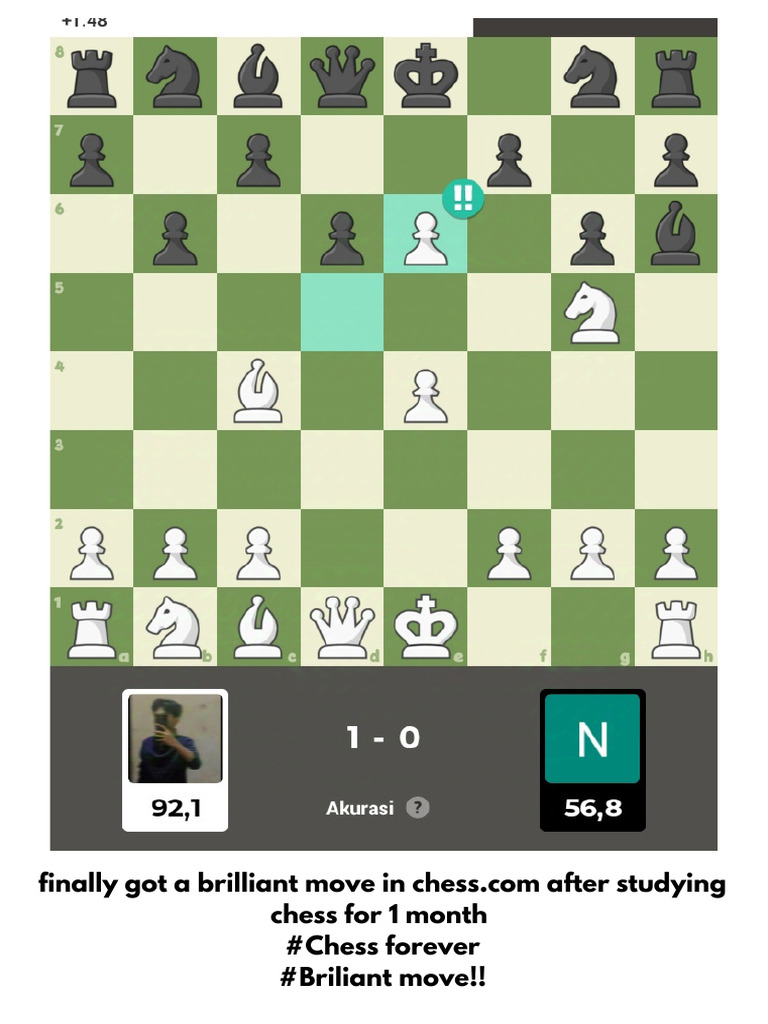 Finally got a brilliant move in chess after studying chess for 1