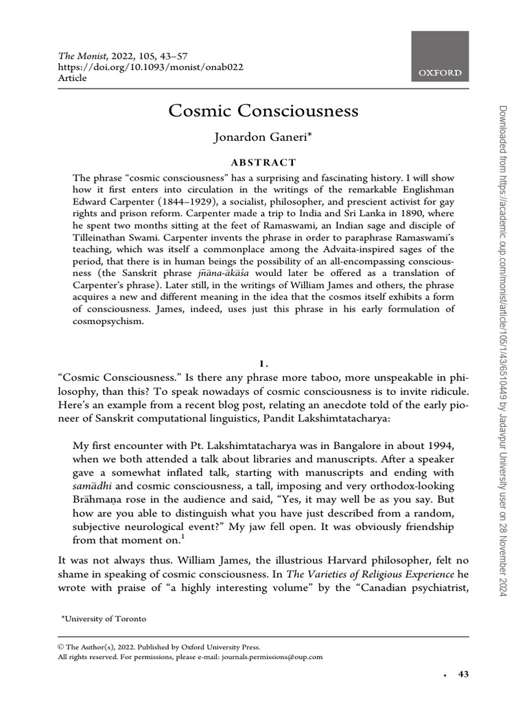 History of Cosmic Consciousness Concept | PDF | Monism | Consciousness