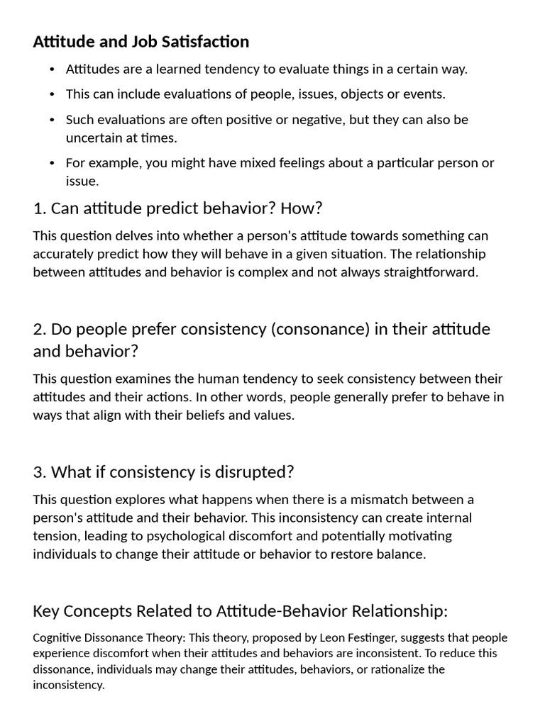Attitude and Job Satisfaction | PDF | Attitude (Psychology) | Emotions