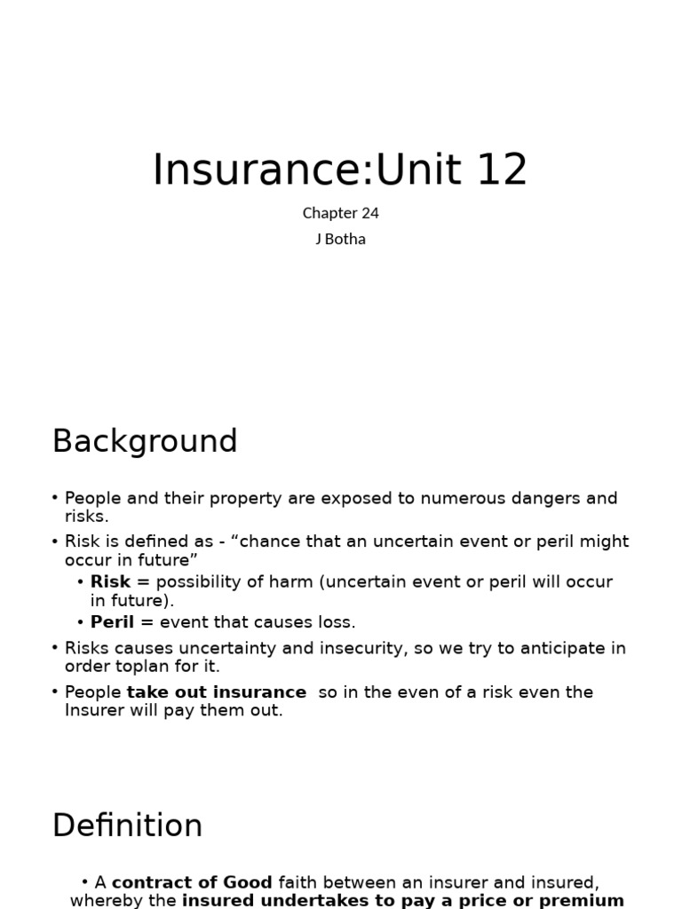 Understanding Insurance Contracts and Risks | PDF | Insurance | Risk