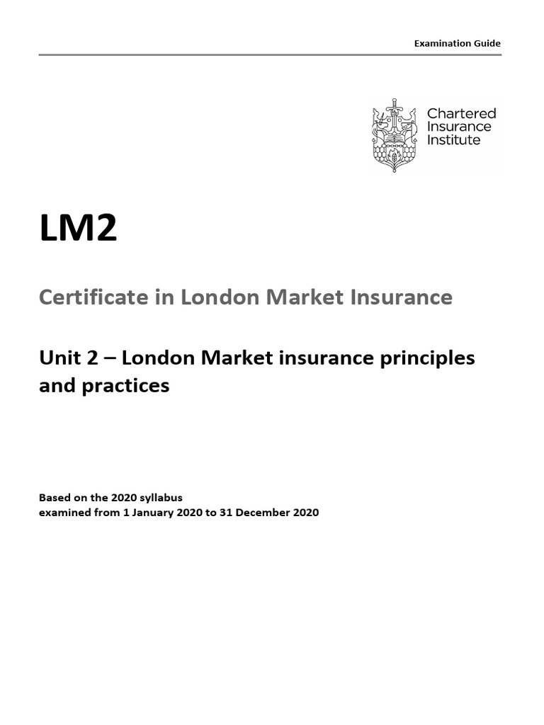 Lm2 Examination Guide For Exams From 1 January 2020 Until 31 December ...