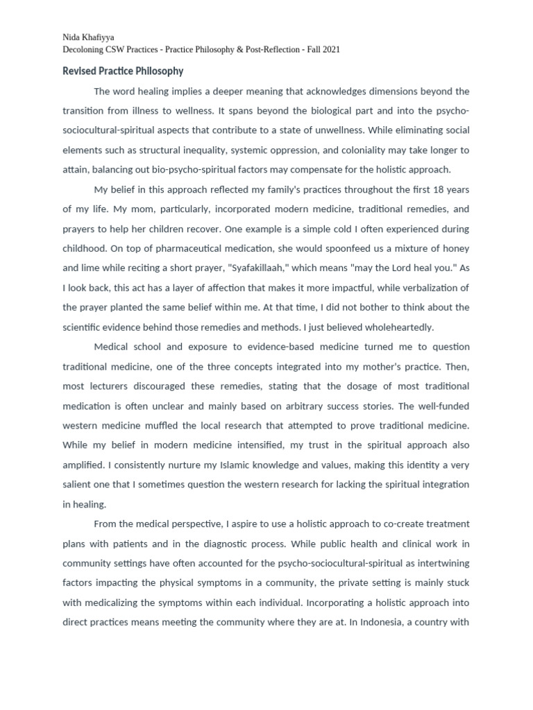 Nida - Post Reflection and Practice Philosophy | PDF | Alternative ...