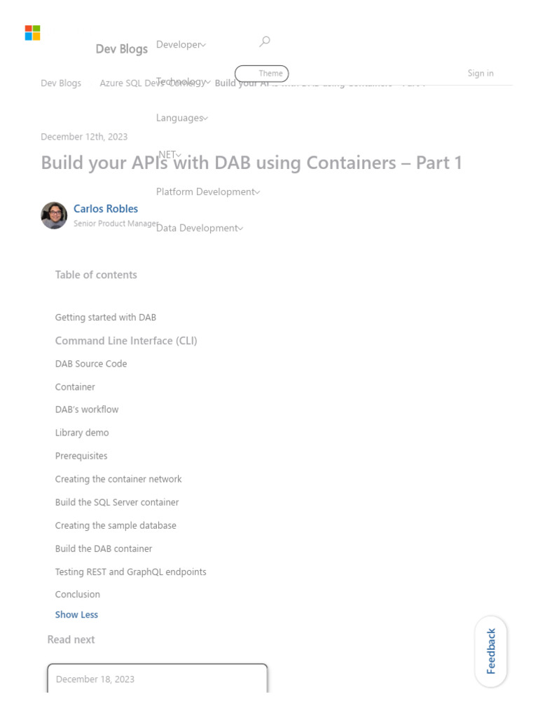 Build Your APIs With DAB Using Containers. - Azure SQL Devs' Corner ...