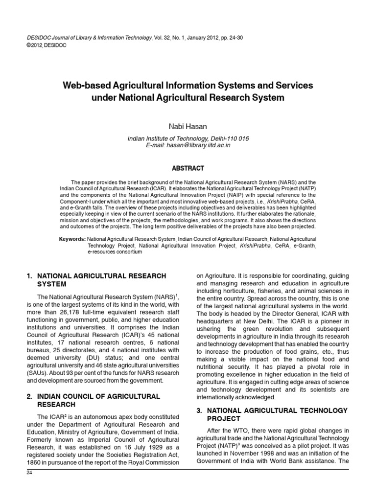 Web-Based Agricultural Info Systems in India | PDF | Libraries ...