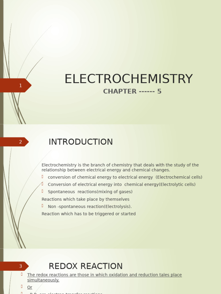 Electrochemistry Pp t | PDF | Redox | Electrochemistry