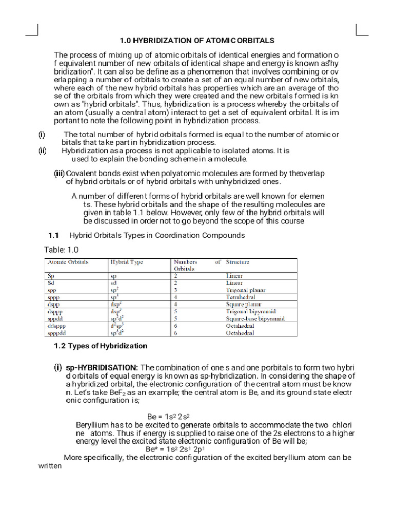 Chem Lecturr Note On Hybridization&Structurre of Solid 1 Phoenix | PDF
