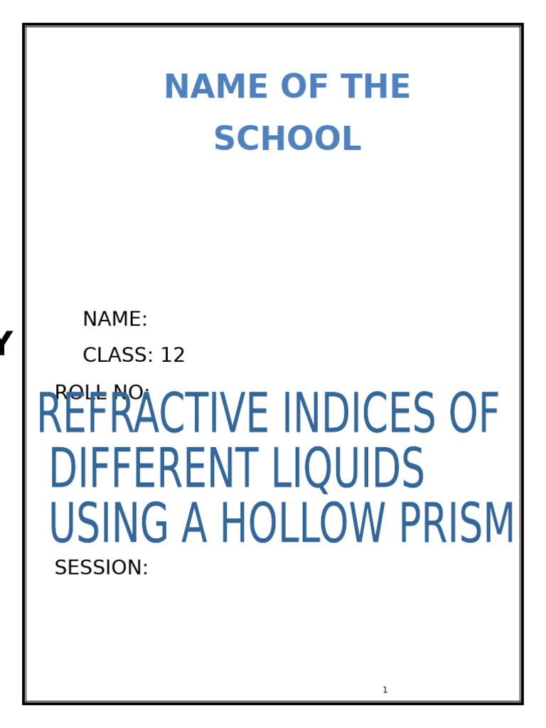 Ctive Indices of Different Liquids Using A Hollow Prism-1 | PDF ...