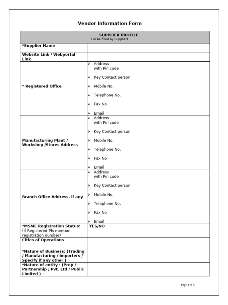 VIF Form | PDF | Payments | Taxes