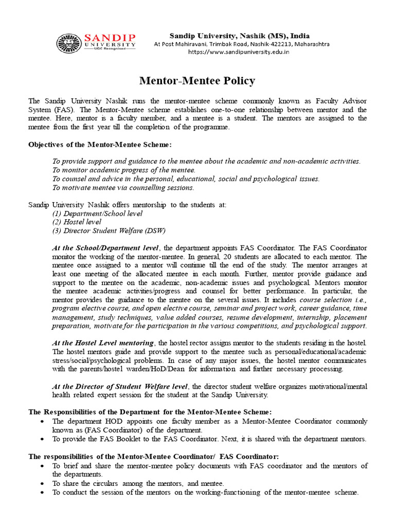 Mentor Mentee Policy Revised 12-10-2024 | PDF | Mentorship | Social ...