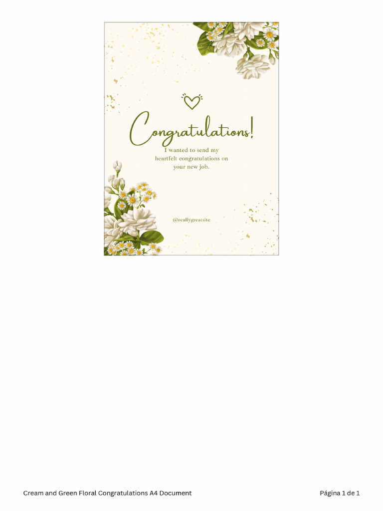 Cream and Green Floral Congratulations A4 Document - 20241230 - 040032 ...