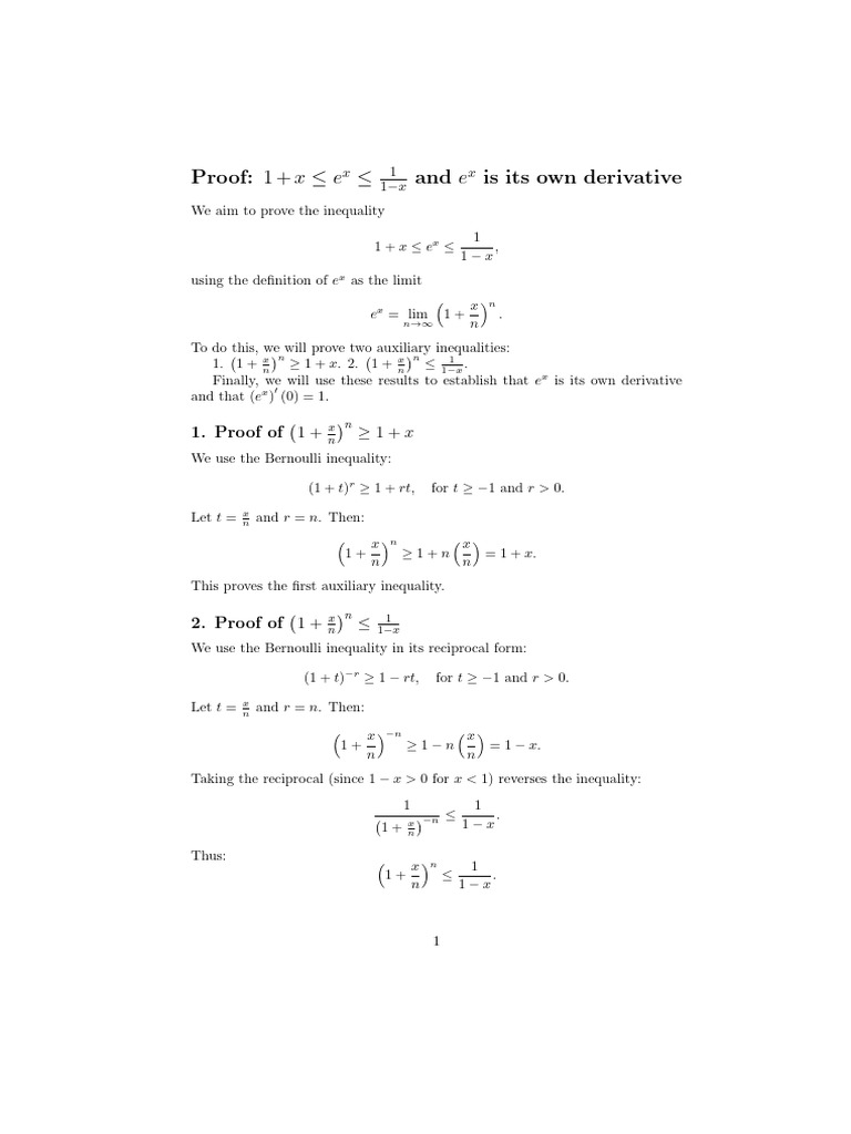 Proof of Exponential Function Properties | PDF | Mathematics