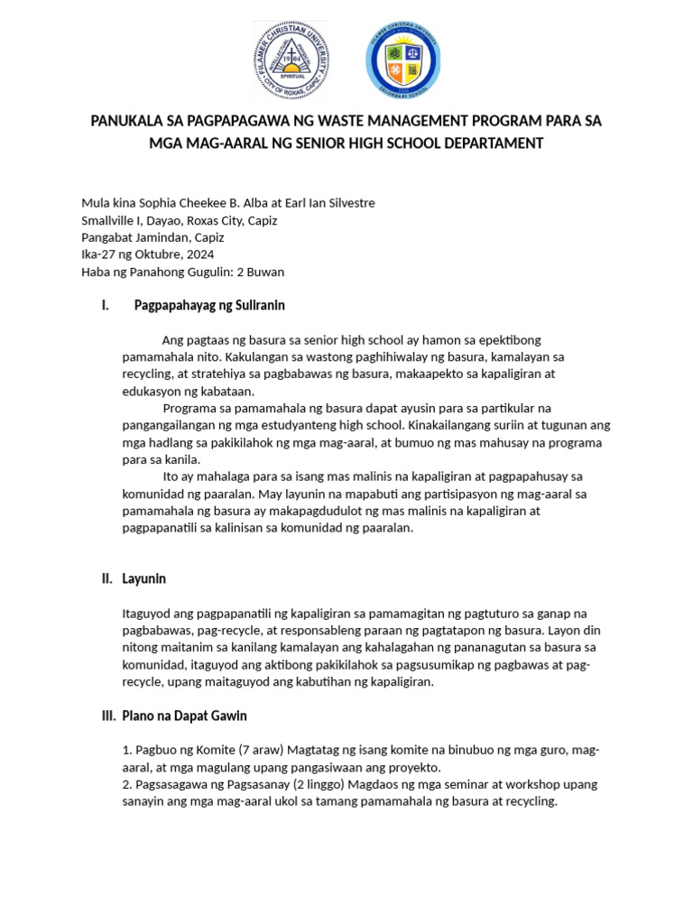 Panukalang Proyekto | PDF