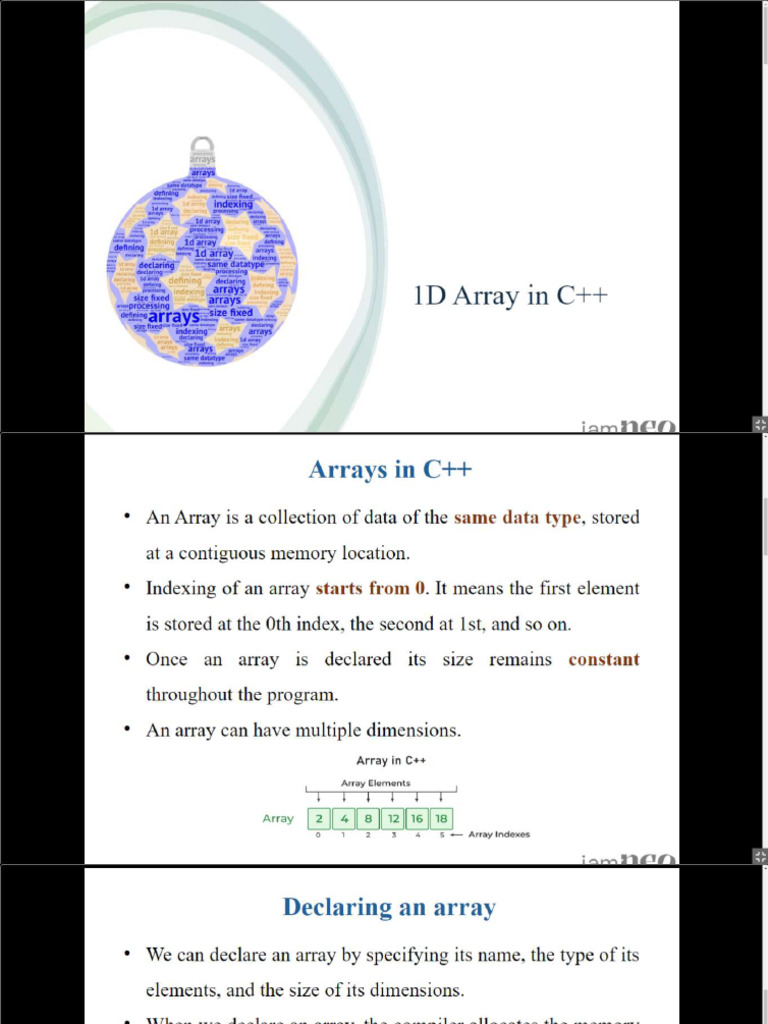 9. CPP - 1D Arrays | PDF