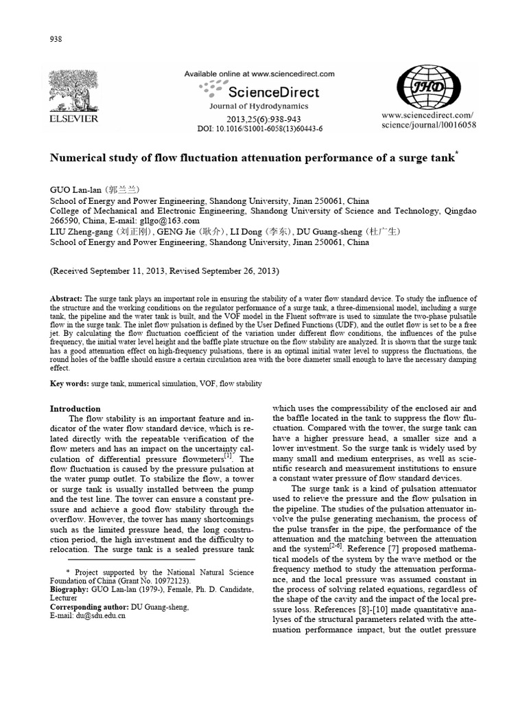 Surge Tank Flow Stability Analysis | PDF | Fluid Dynamics | Flow ...