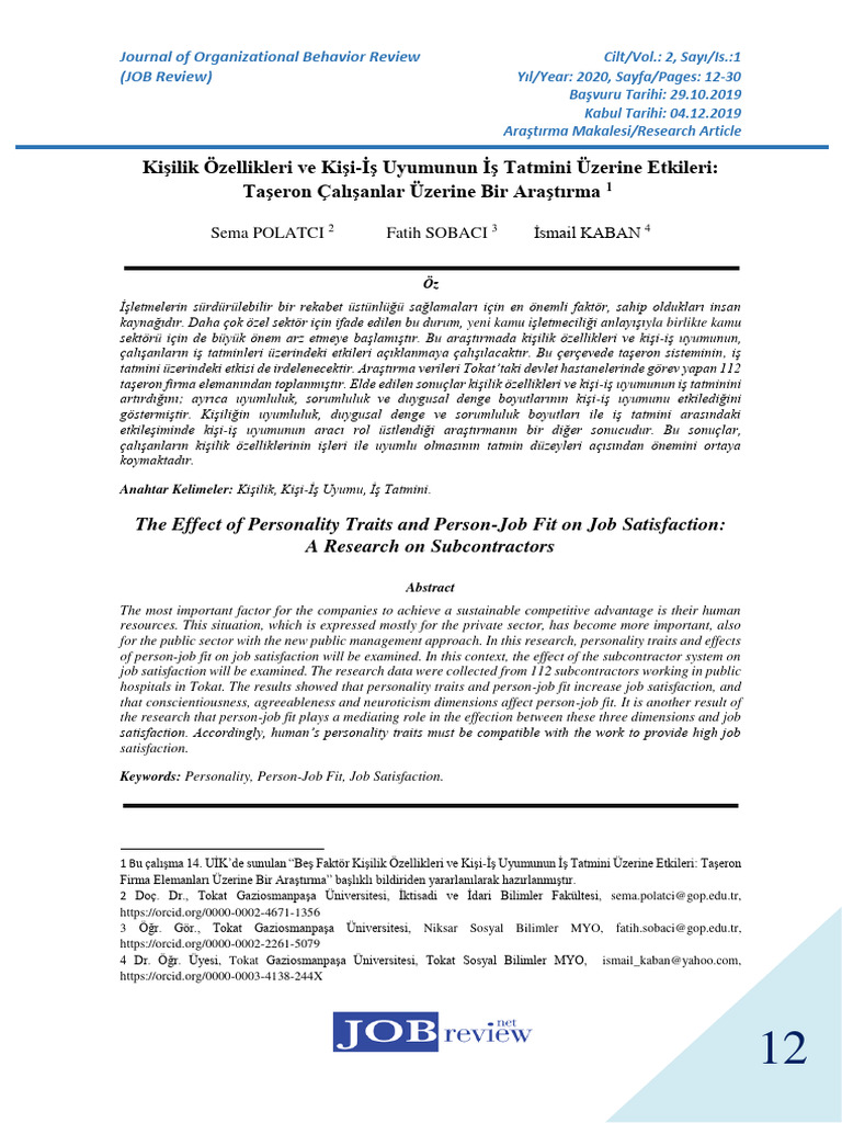 The Effect of Personality Traits and Per | PDF