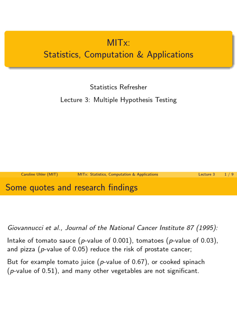 1_3_Multiple_Hypothesis_Testing | PDF | P Value | Multiple Comparisons ...