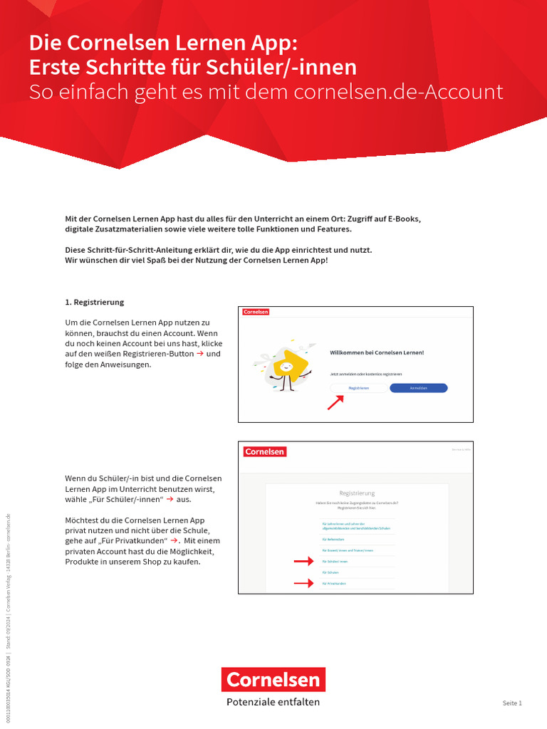 Erste Schritte Für Lernende - Cornelsen Lernen App | PDF